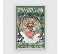 Carteles Metal, Vintage Placa Cartel, Érase Una Vez Una Chica Que Realmente Amaba A Los Animales, Placa Metálica para Sala De Estar Cocina Bar, 20X30Cm