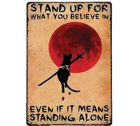 Carteles Metal, Vintage Placa Cartel, Gato Samurái Japonés Bushido Negro, Placa Metálica para Cafetería Bar Cocina, 20X30Cm