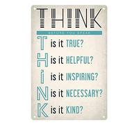 Carteles Póster Colección Mantén La Calma Piensa Antes De Hablar, Verdadero, Útil, Necesario, Amable Y Motivador. Ideal para Vendimia Letrero De Estaño Duradero Placa De Pared para Cocina M