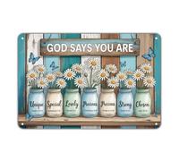 Carteles Póster Dios Dice Que Eres Citas Inspiradoras Flores De Margarita Hermosa Placas De Metal Clásico Placa De Pared para Exteriore Club Aseo M