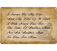Carteles Póster Juro Por Mi Vida Y Mi Amor Por Ella Que Nunca Viviré Por Amor A Ella. Rústico Placas De Metal Retro Pintura De Hierro Para Garaje Sala Juegos S