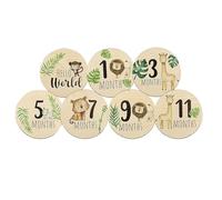 Carteles - Tarjetas mensuales de madera, apoyos impresos de doble cara con 7 piezas | conjunto de anuncios para niños niñas uso fotografía