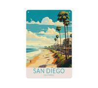 Carteles Viajes A San Diego, California 20X30Cm Letrero De Estaño Vintage Carteles De Metal Cartel De Chapa para Oficina Habitación Biblioteca