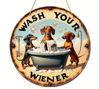 Cartello Per Porta Cane - Appendiabiti Bassotto In Legno Decorazione Vasca Da Bagno Design Cane Long Tail Cartello Benvenuto | Decorazione Porta Ingresso Vacanze Bassotto Per Casa