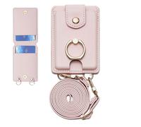 Cartera adhesiva para teléfono, cartera y tarjetero | Resistente al agua, multiusos, 2 ranuras para tarjetas, adhesivo con soporte y cordón anticaída, se adapta a todos los teléfonos móviles, Pink