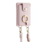 Cartera adhesiva para teléfono, multifuncional, impermeable, 2 ranuras para tarjetas, soporte ajustable, soporte para tarjetas con soporte y cordón anticaída para todos los teléfonos celulares, Pink
