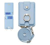 Cartera adhesiva para teléfono, tarjetero para teléfono, multiusos, impermeable, 2 ranuras para tarjetas, soporte y cordón desmontable, se adapta a todos los teléfonos inteligentes, Blue, Consulte la