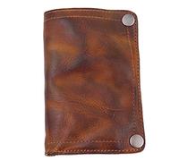Cartera arrugada hecha a mano, carteras de cuero de vaca para hombre, dinero de cuero retro, tarjetero de caballo loco, marrón claro, Brown, Talla Unica