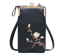 Cartera Bandolera para Mujer con Soporte para Teléfono Móvil, Mini Bolso de Hombro (Black)