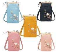 Cartera bandolera para mujer, funda para teléfono, minibolso de hombro de piel para viajes y desplazamientos. (blue)