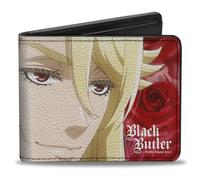 Cartera Black Butler, plegable, mayordomo negro Edgar Redmond Red Rose Pose and Face Reds, cuero vegano
