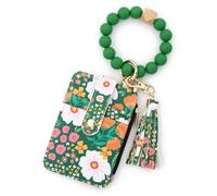 Cartera bohemia con cuentas para mujer con patrón de flores, llavero de borla con cuentas de estilo bohemio, monedero con cuentas para tarjeta de crédito para mujer, d, mini, 1 unidad