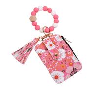 Cartera Boho Beaded para mujer, con borla, diseño floral y fruta, con cremallera, diseño étnico embroidered Coin Purse for Travel, Party Everyday Use, Dark Pink, Style A, Casual