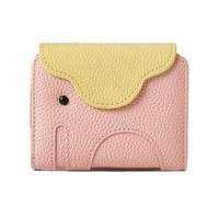 Cartera compacta de cuero de grano para tarjetas de crédito con cierre de broches para mujer, A, Belleza masiva