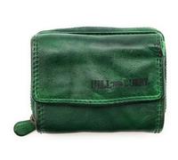 Cartera compacta de piel auténtica para hombre y mujer, cartera pequeña con protección RFID, 2 compartimentos para billetes, bolsillo para monedas con cremallera, piel auténtica, Gamuza Verde Oscuro