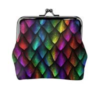 Cartera compacta y versátil con estampado de escamas de dragón, con cierre de beso, para mujer, pequeña bolsa con cremallera