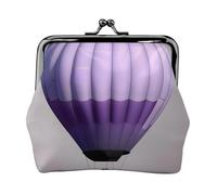 Cartera compacta y versátil con estampado de globo aerostático de lavanda con cierre de beso para mujer, pequeña bolsa con cremallera