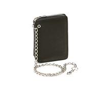 Cartera con Bolsa con Cremallera Lateral y la Cadena Monedero para señoras LEAS, Piel auténtica, Negro - ''LEAS Chain-Series''