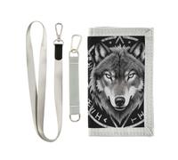 Cartera con cordón para niños, diseño de runas vikingas Aegishjalmur Fenrir Odin