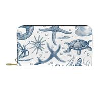 Cartera con cremallera alrededor y bolso de mano para teléfono, vida marina, bolso de viaje de cuero, tarjetero, organizador de muñecas, carteras, multicolor, Talla única
