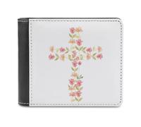 Cartera con Cruz de Flores y la inscripción Jesús en mi corazón | Cartera Cristiana de Piel sintética para Hombre y Mujer | Regalo Inspirador para creyentes