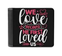 Cartera con diseño Amamos Porque Él Nos amó Primero | Cartera Cristiana de Piel sintética para Hombres y Mujeres | Regalo Inspirador para creyentes