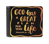 Cartera con el Mensaje Dios Tiene un Gran Plan para tu Vida | Cartera Cristiana de Piel sintética para Hombre y Mujer | Regalo Inspirador para creyentes