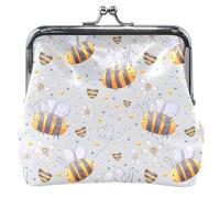 cartera con estampado de animales para mujer, de piel, con cierre de beso de abejas, color gris, Lovely Bees Grey, UNITALLA, Classic, Lovely Bees Grey, UNITALLA, Classic