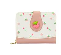 Cartera con estampado de frutas más bonita, ranuras para tarjetas, cartera pequeña con cremallera, bolso de piel sintética Kawaii, bonito tarjetero estético, regalo para niñas adolescentes para