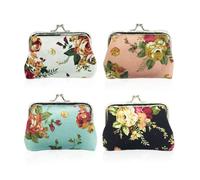 Cartera con Estampado Floral De 4 Piezas, Cartera De Mujer, Cartera Retro, Cartera Elee, Cartera Portátil