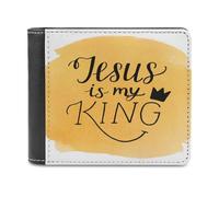 Cartera con la Frase Jesús es mi Rey y Corona | Cartera Cristiana de Piel sintética para Hombre y Mujer | Regalo Inspirador para creyentes