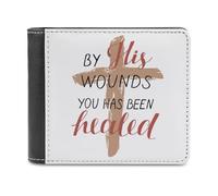 Cartera con la Frase por Sus llagas habéis Sido sanados | Cartera Cristiana de Piel sintética para Hombre y Mujer | Regalo Inspirador para creyentes