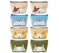 Cartera con Patrón De Gato De 8 Piezas, Billetera Linda, Billetera Creativa, Mini Billetera para Niños, Billetera De Lona