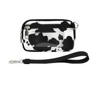 Cartera con Pulsera - Bolsa de Cartera portátil, Llavero, Ventana Transparente, Organizador de Viaje Duradero, Accesorio de Almacenamiento Compacto | Maravilloso artículo, Black and White Cow, Se
