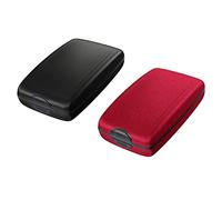 Cartera con tarjetero, Cartera con tarjetero de crédito, Paquete de 2 Dinero de Aluminio Cartera Inteligente for Pareja Delgada Cartera de Metal emergente (Plata + Púrpura),Blue+Red ( Color : Black+re