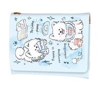 Cartera con tarjetero para mujer, diseño de gatito, cartera de pliegues, de piel sintética, delgada, de gran capacidad, para monedas y dinero en efectivo, cachorro de aprendizaje, Refer to