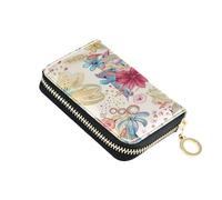 Cartera con tarjetero RFID para mujer, diseño de flores de primavera para mujer, piel de cachemira de acuarela con cremallera, cartera de acordeón para regalo de mujer