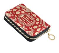 Cartera con tarjetero RFID para mujer, doble felicidad, Wyrm Phoenix | Monedero para dinero en efectivo, bolsillo para monedas con cremallera, bolso compacto, piel sintética