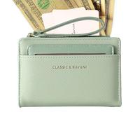 Cartera corta con cremallera, billetera con cremallera con correa de mano - Cartera ligera para artículos pequeños,Cartera multifuncional de gran capacidad para notas importantes, verde, Se référer au