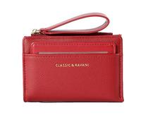 Cartera corta con cremallera, cartera con cremallera y correa para la tarjeta,Cartera ligera para tarjetas de crédito con cordón | Cartera de almacenamiento para monedas, rojo intenso, Se référer au