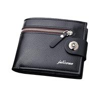 Cartera corta de identificación de moda de color sólido para hombres de negocios, cartera con múltiples ranuras para tarjetas, bolsa de mano para niños de 5 a 7 años, Black, Talla única