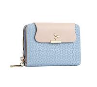 Cartera corta de identificación para mujer, color sólido, con cremallera, múltiples ranuras para tarjetas, cartera para niños y niñas de 9 a 12 años que sostiene tu teléfono (azul, talla única)