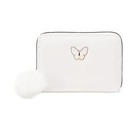 Cartera corta para mujer, diseño de mariposas para primavera y verano, con múltiples capas, práctica bolsa de felpa con cremallera para tarjetas para mi marido (blanco, talla única)