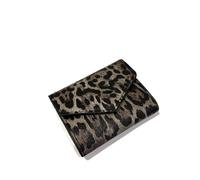 Cartera corta portátil de piel sintética con diseño de leopardo, pequeño soporte para tarjetas de crédito, bolso de mano para auriculares, Black, As show, Casual