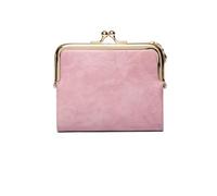 Cartera Corta Retro for Mujer, Monedero con Cierre y Cremallera a la Moda, Tarjetero de Color sólido for, pequeño Dos Pliegues(Pink)