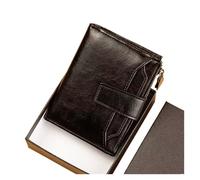 Cartera Corta Vintage de Cuero for Hombre con múltiples Tarjetas PU Pop-Up(Black)