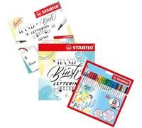 Cartera De 24 Colores Asortidos De STABILO Pen 68 Pincel + Guía De Caligrafía