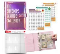 Cartera de ahorro de dinero, carpeta de desafío de 100 sobres con sobres de efectivo, carpeta de presupuesto para niños y adultos, libro de desafío de ahorro completo para planificación financiera y