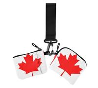 Cartera de cambio para mujer, diseño de bandera de Canadá, delgada, desmontable, con llavero, 2 unidades, Canada flag, 1 size, Casual