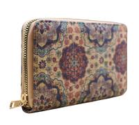 Cartera de Corcho Natural Estampada, Cartera de Mujer con Cremallera Interior, Tarjetero, Monedero. Estilo Elegante y Casual